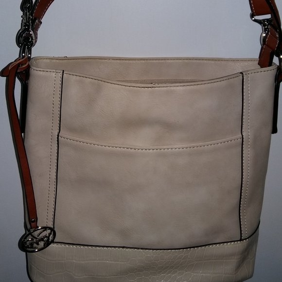 NWOT "Company" Beautiful cream handbag with long and short tan shoulder straps! - Picture 1 of 3